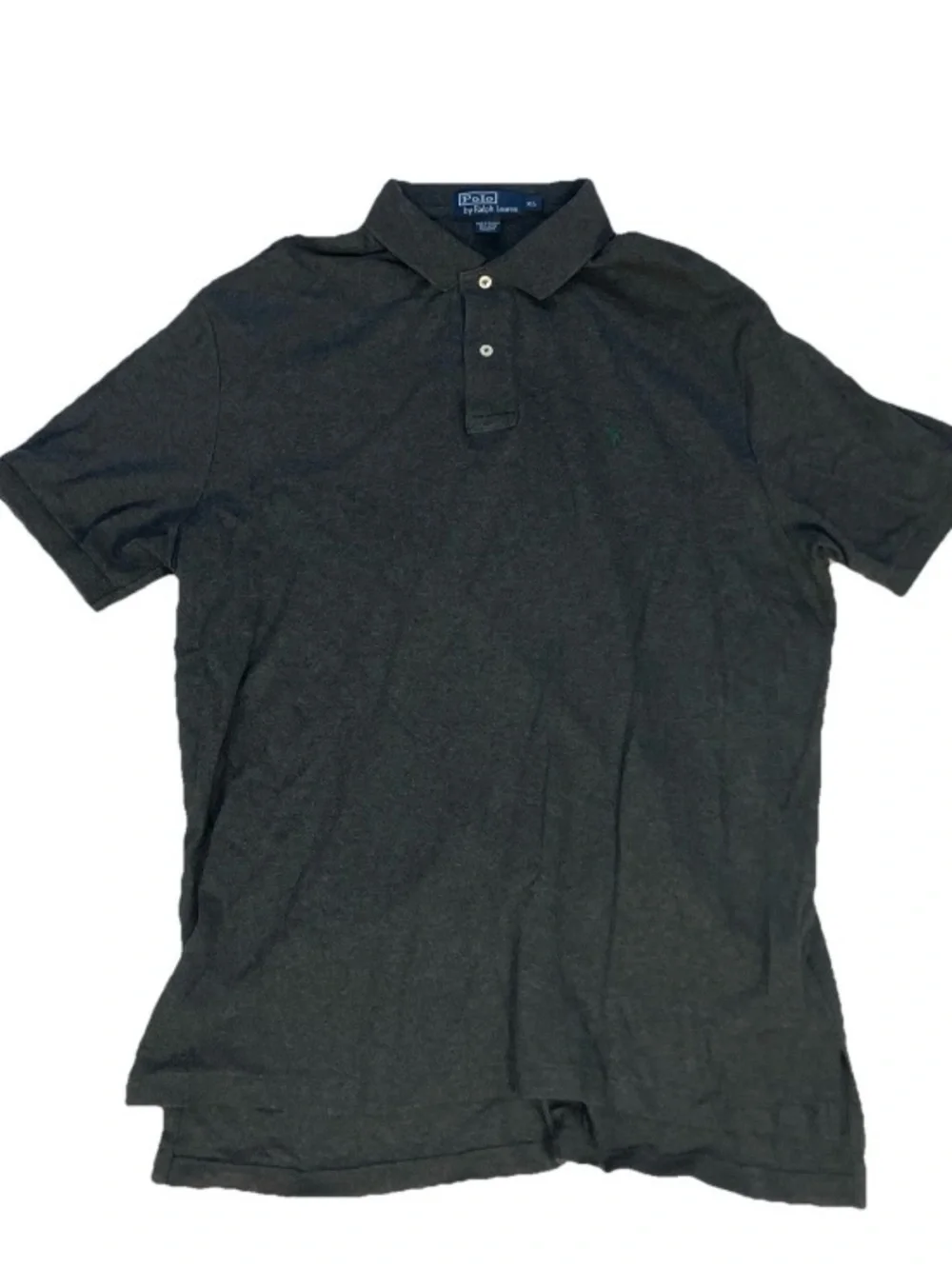 Ralph Lauren Men's Dark Charcoal Ribbed Polo Shirt XL
